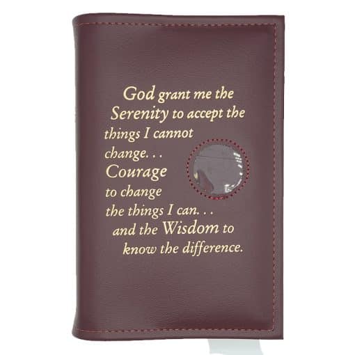 Cover-AA Single Book Cover for Hardback Book with Serenity Prayer and Coin Holder