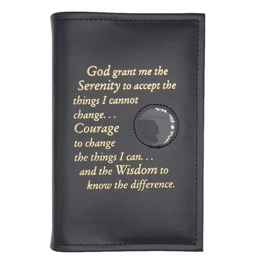 Cover-AA Single Book Cover for Hardback Book with Serenity Prayer and Coin Holder