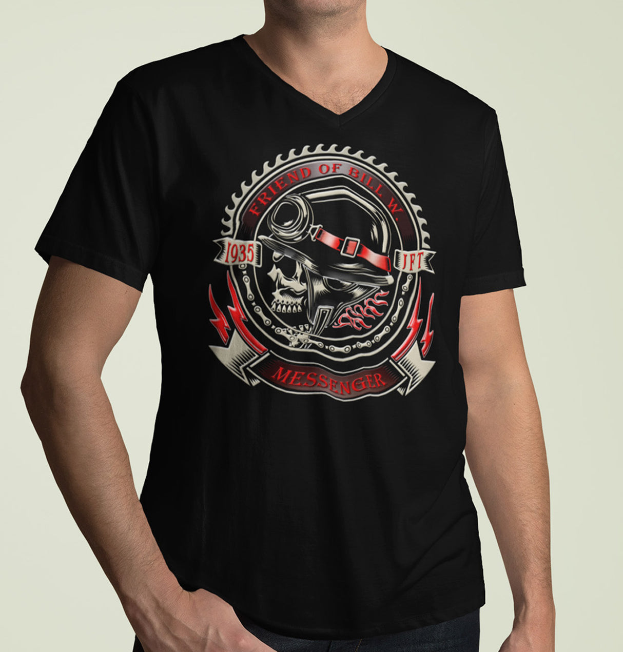 Bill W 1935 Messenger AA V-Neck Tee