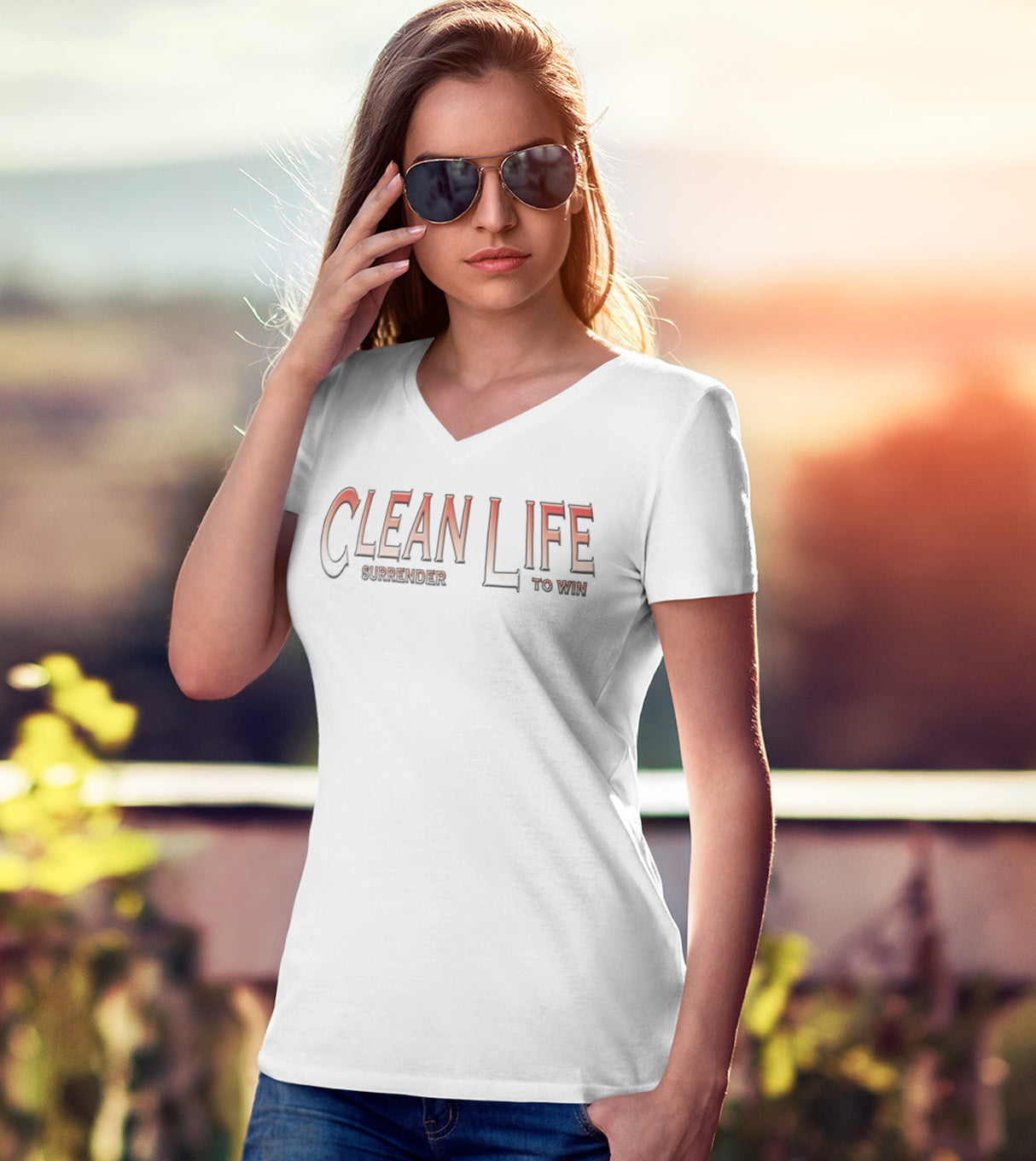 Clean Life V.2 dtg V-Neck Tee