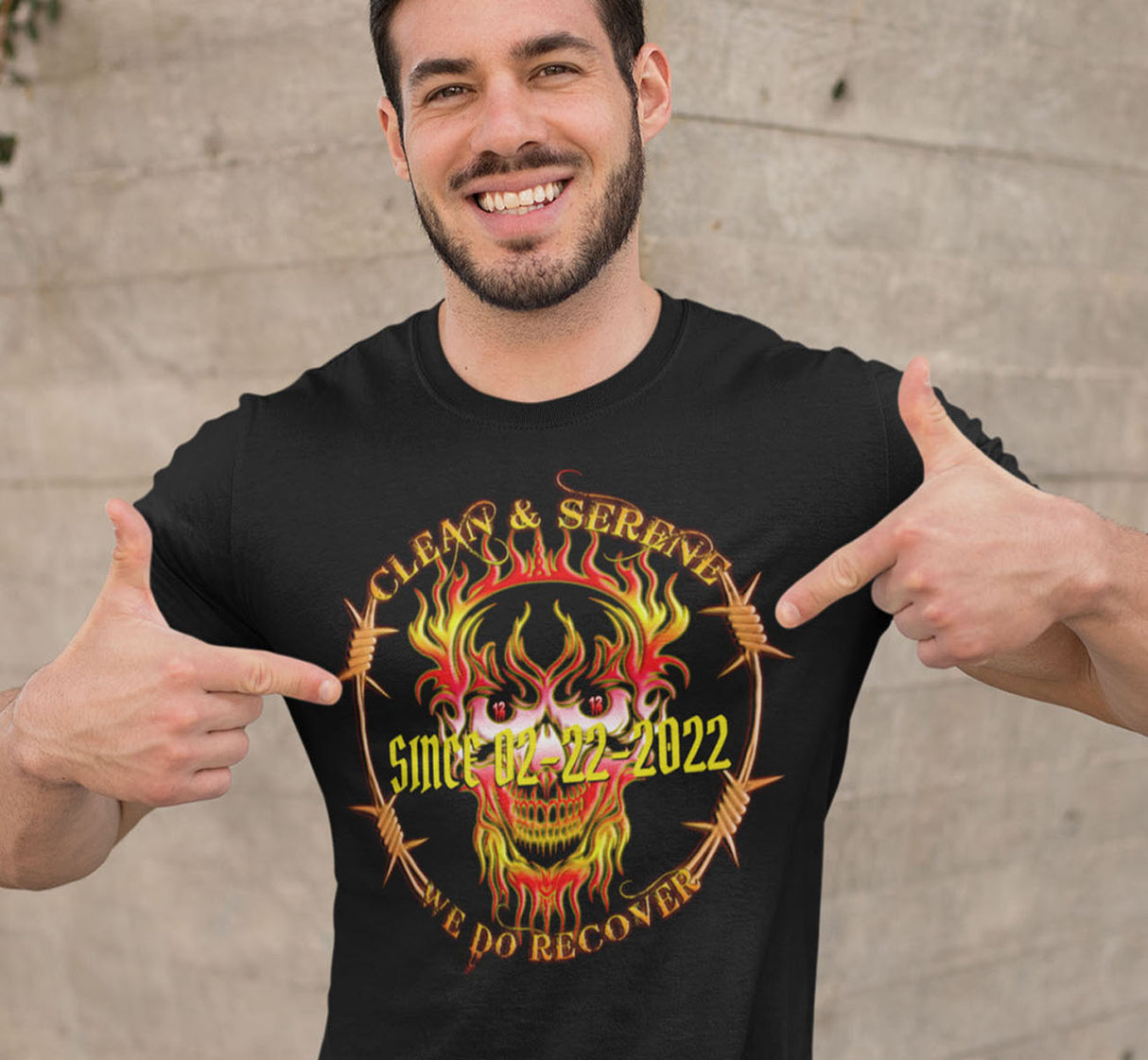 Custom NA Flaming Skull dtg Tee