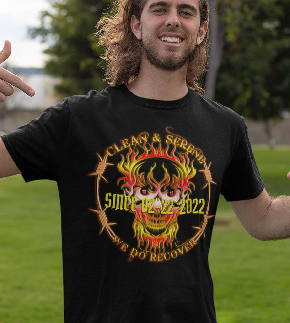 Custom NA Flaming Skull dtg Tee