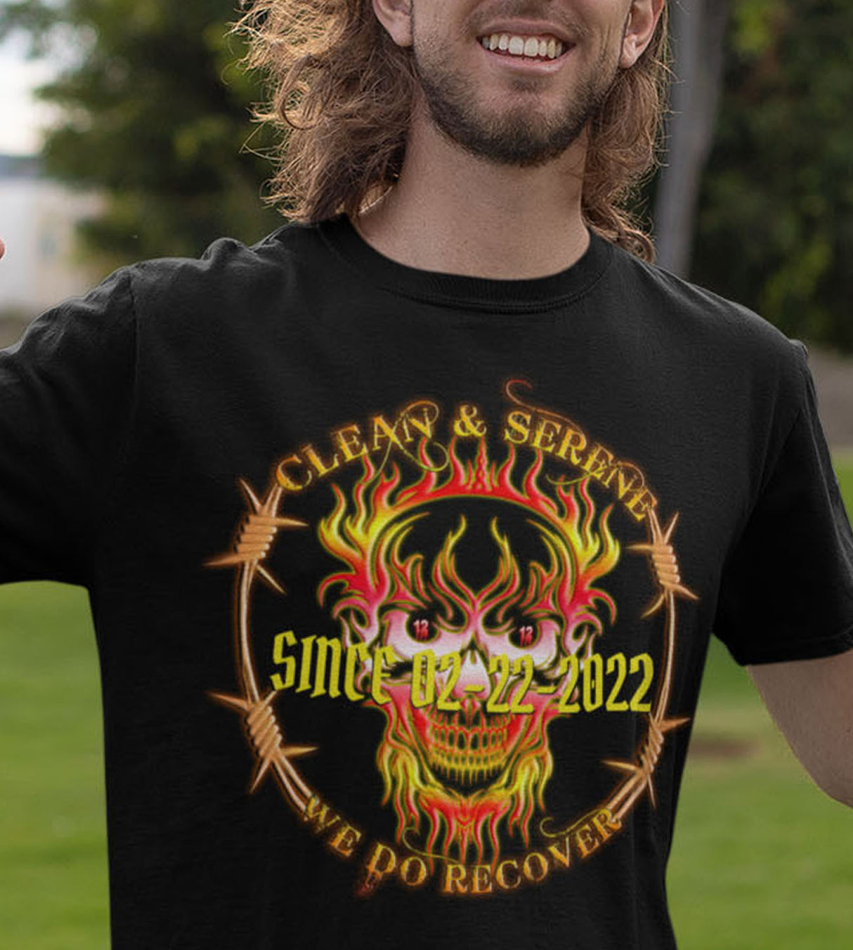 Custom NA Flaming Skull dtg Tee