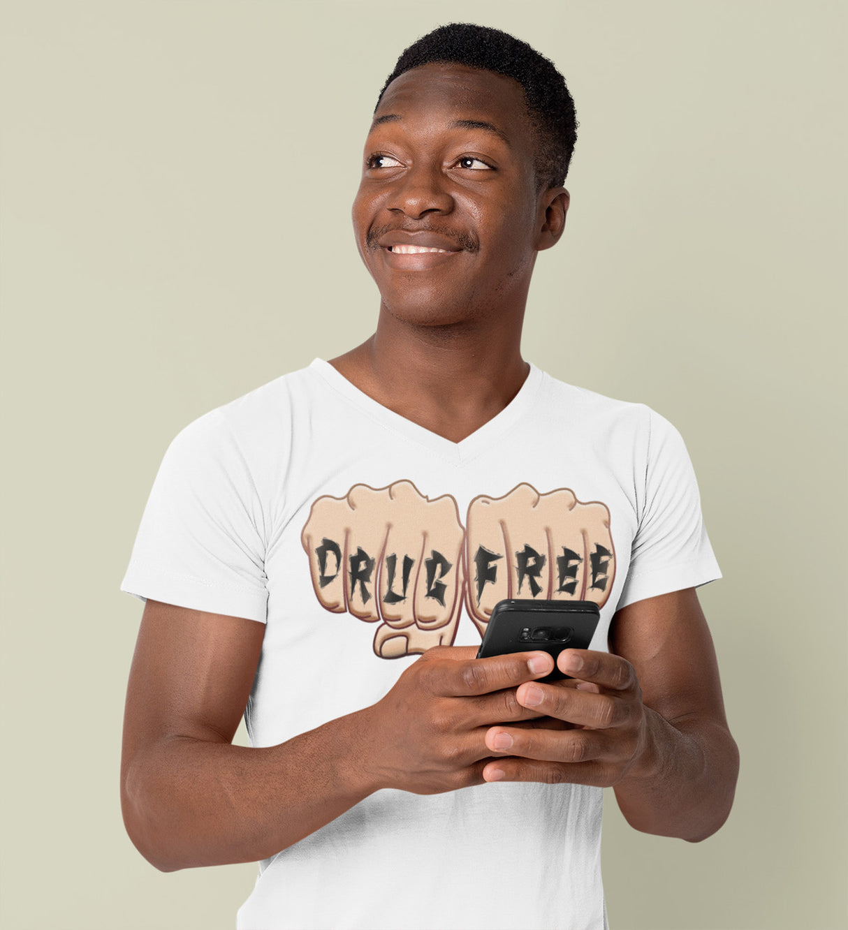 Drug Free Fist dtg V-Neck Tee
