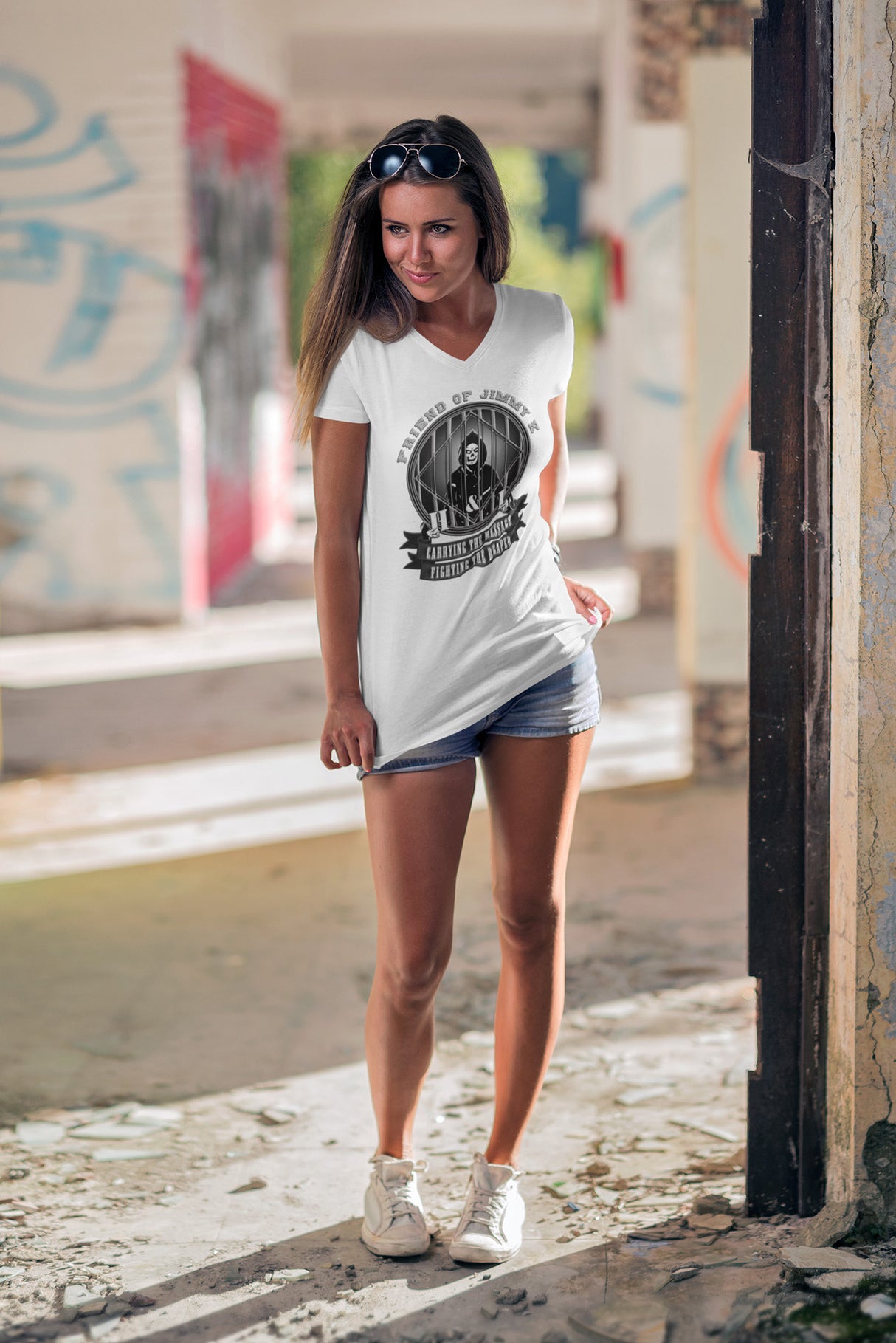 Fighting The Reaper dtg V-Neck Tee