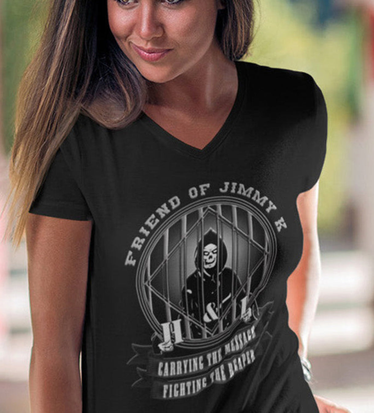 Fighting The Reaper dtg V-Neck Tee