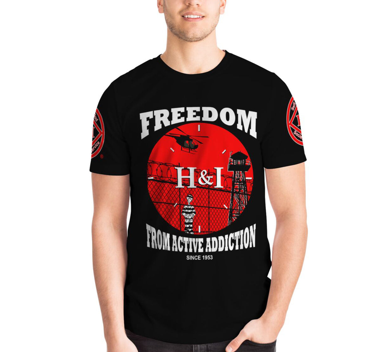 Freedom From Addiction AOP T-shirts
