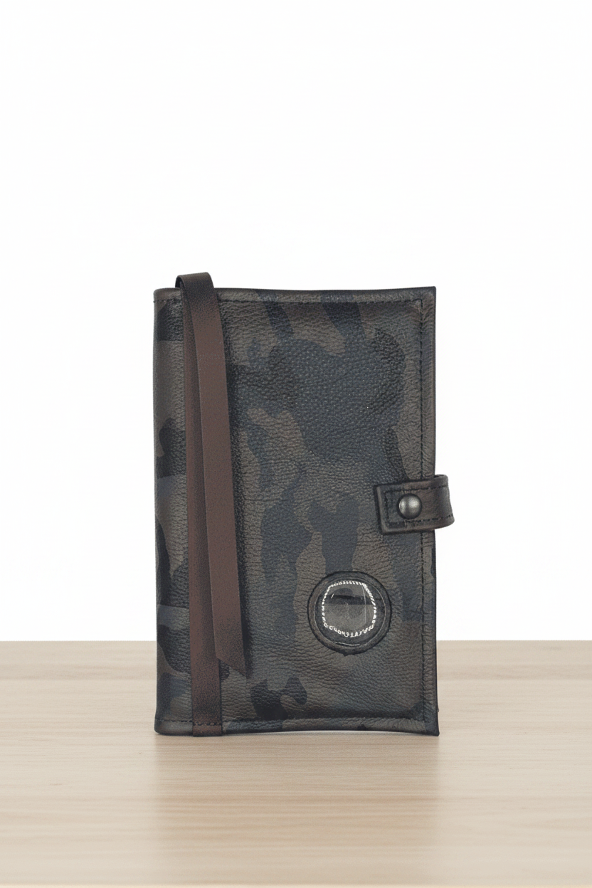 Cover-AA LEATHER Camo Double Book Cover for Hardback Books with Coin Holder