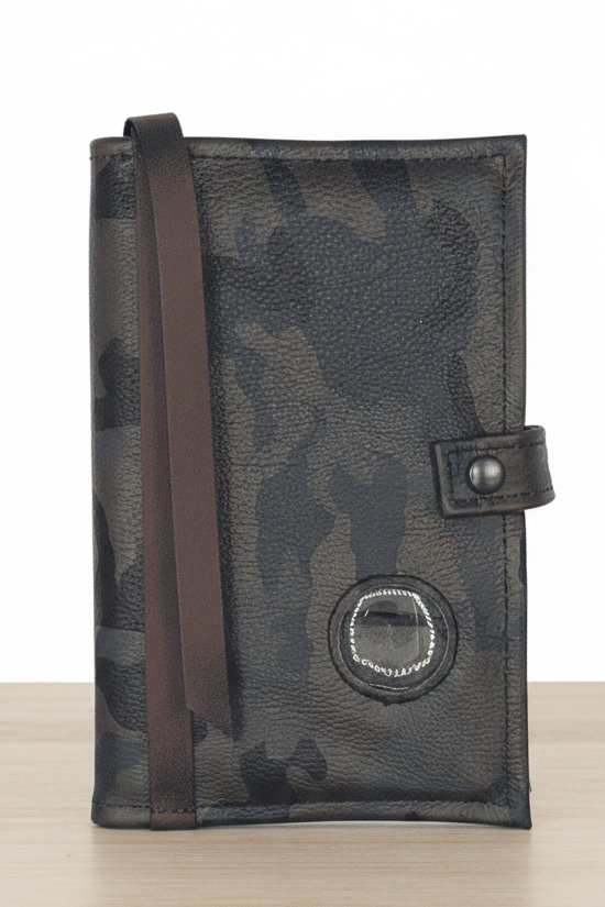 Cover-AA LEATHER Camo Double Book Cover for Hardback Books with Coin Holder