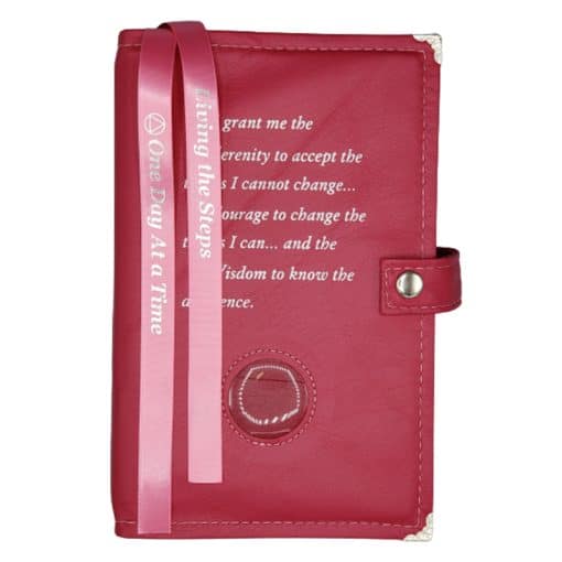 Cover-AA LEATHER Double Book Cover for Regular Hardback Books w/ Serenity Prayer & Coin Holder