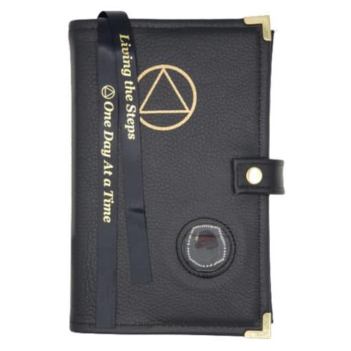 Cover-AA LEATHER Double Book Cover for Regular Hardback Books with AA Symbol and Coin Holder