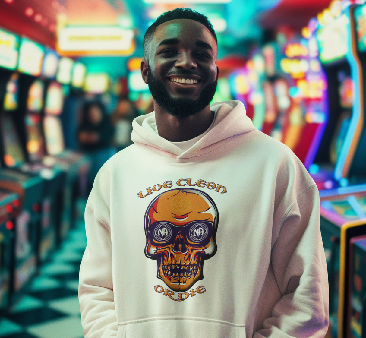 Live Clean Or Die Skull dtg Hoodie