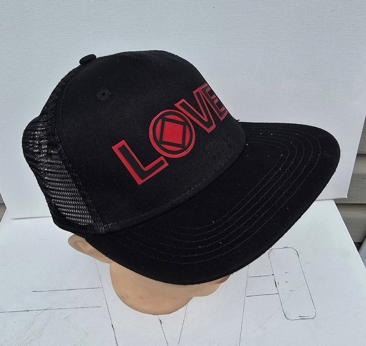 Ball Cap - LOVE With Symbol Blk/Red