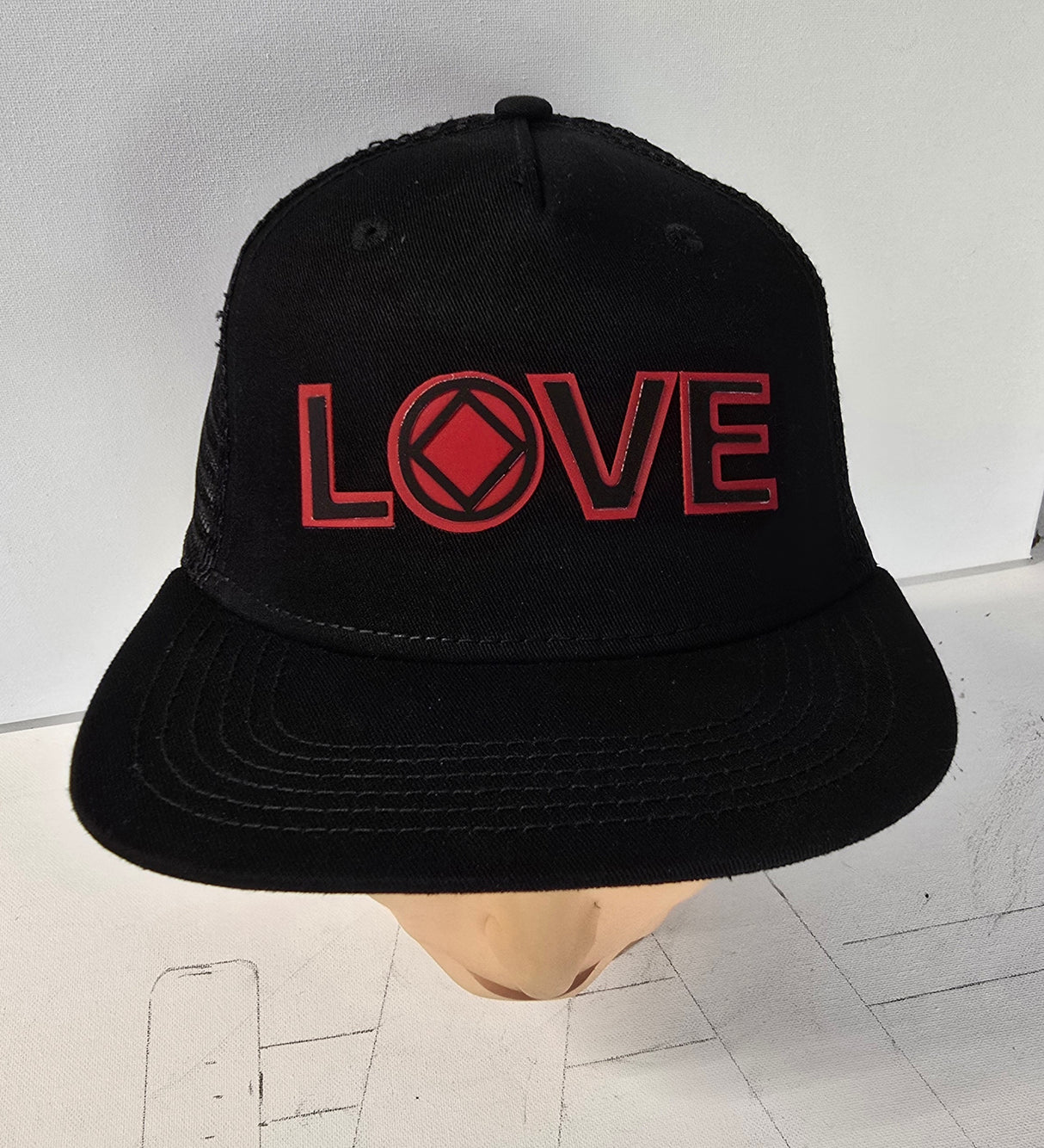 Ball Cap - LOVE With Symbol Blk/Red