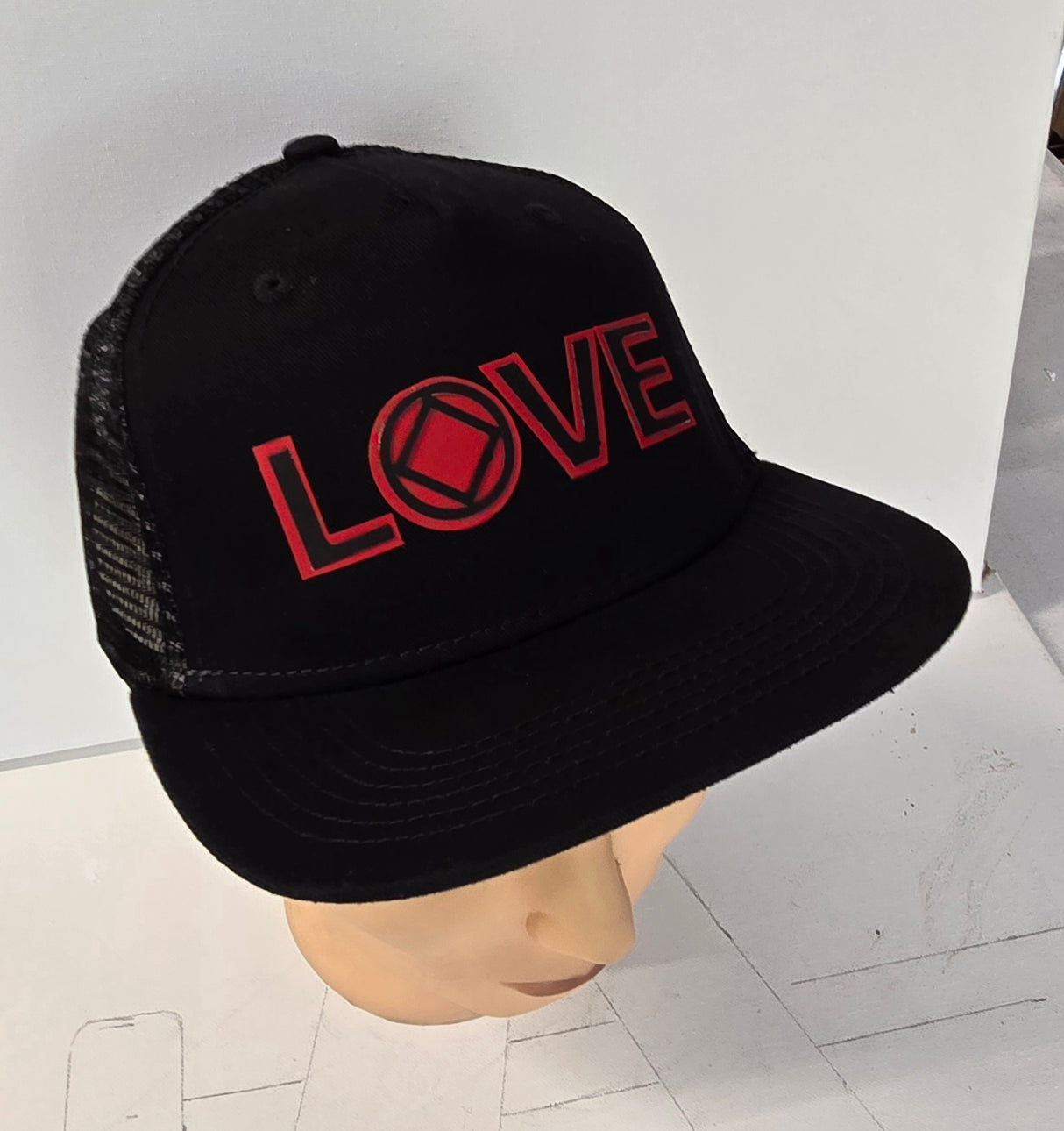 Ball Cap - LOVE With Symbol Blk/Red