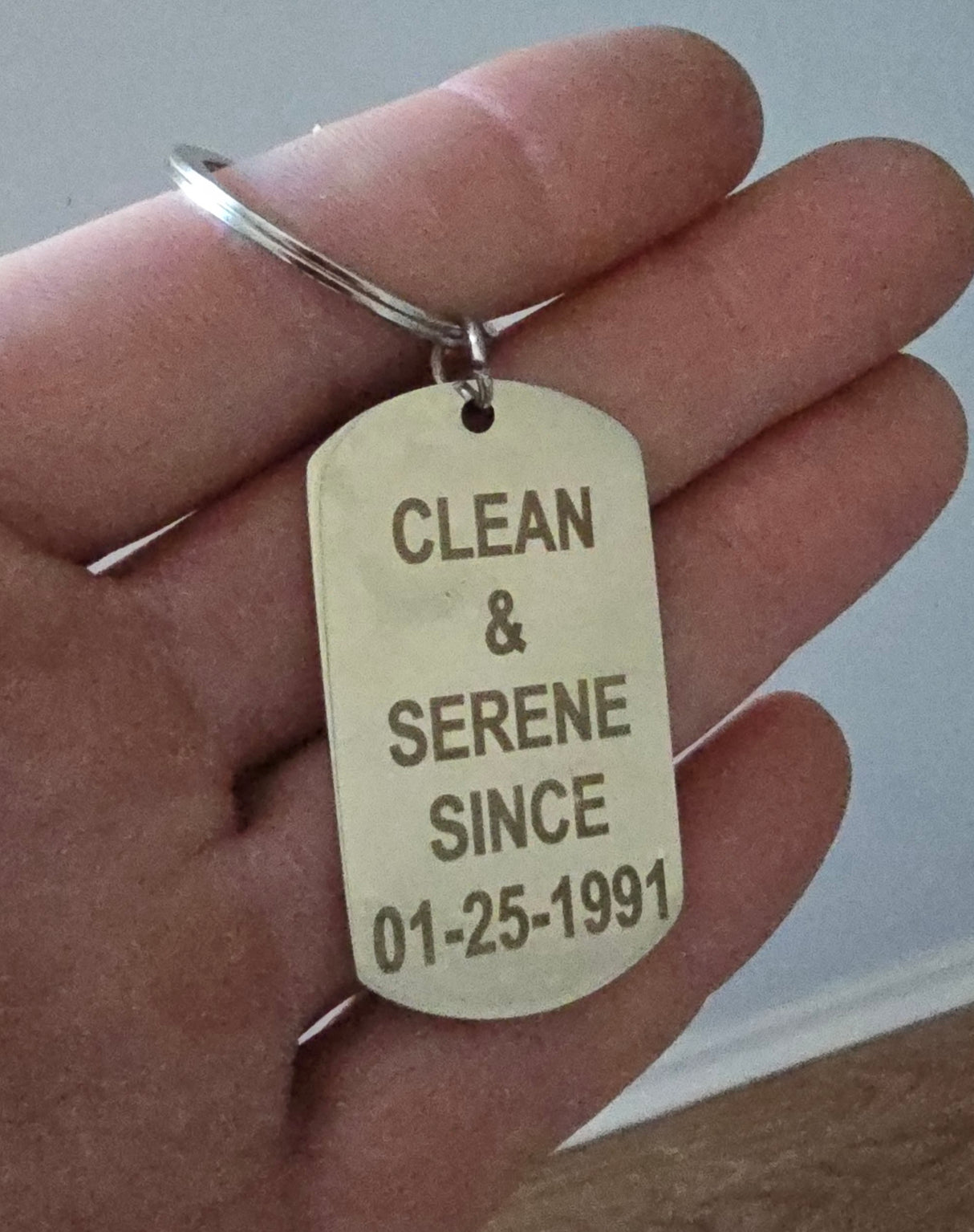 Clean Date Dog Tag Key Chain