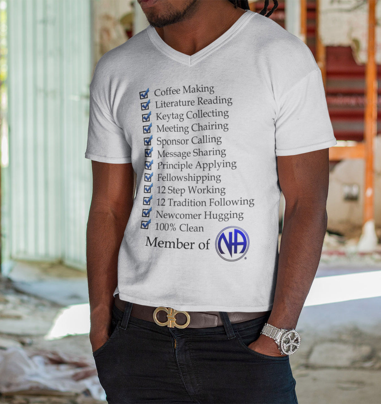 Member Of NA dtg V-Neck Tee