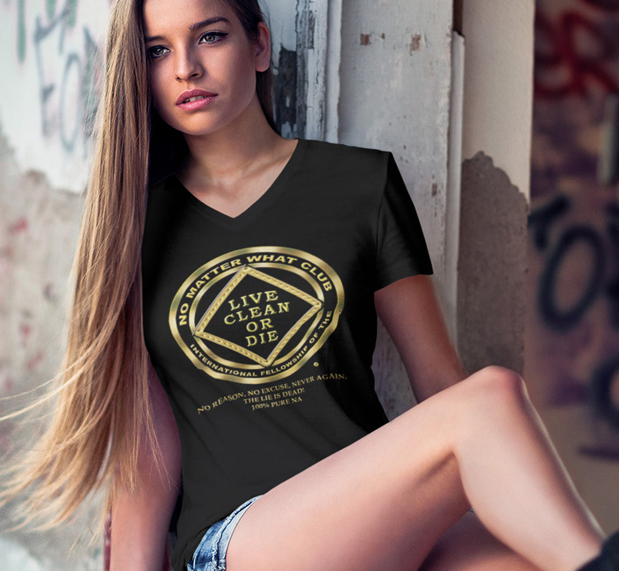 No Matter What Club Gold dtg V-Neck Tee