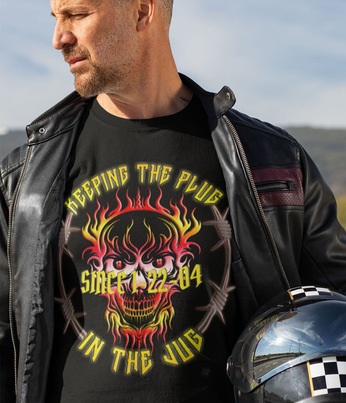 Customized AA Plug In Jug Skull dtg Tee