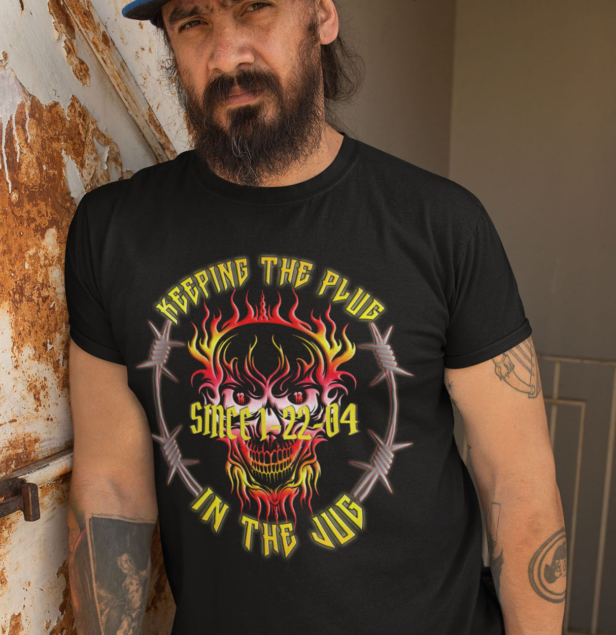 Customized AA Plug In Jug Skull dtg Tee