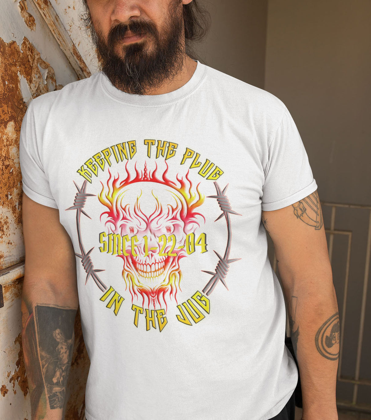 Customized AA Plug In Jug Skull dtg Tee