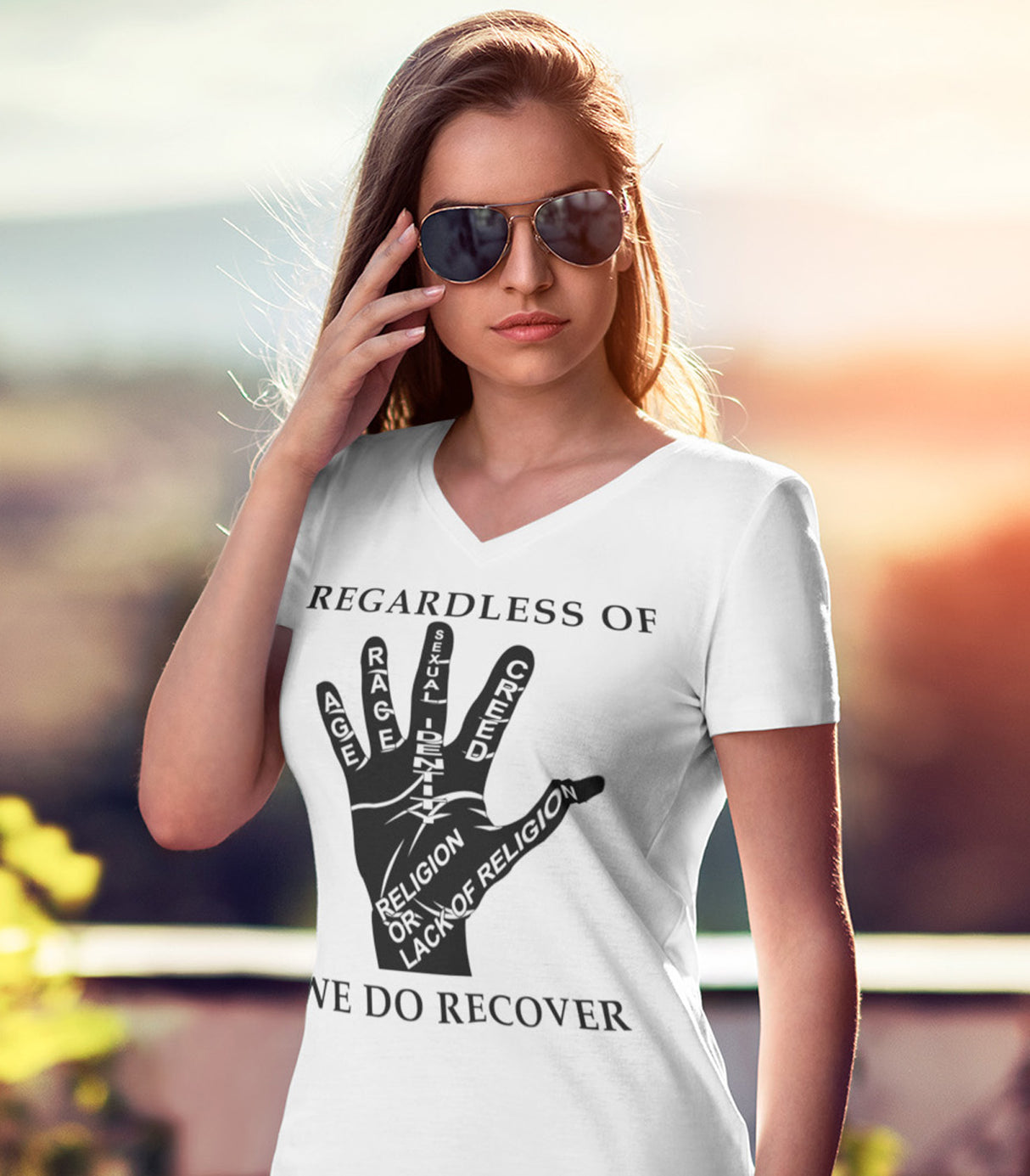 Regardless Of - We Do Recover dtg V-Neck Tee