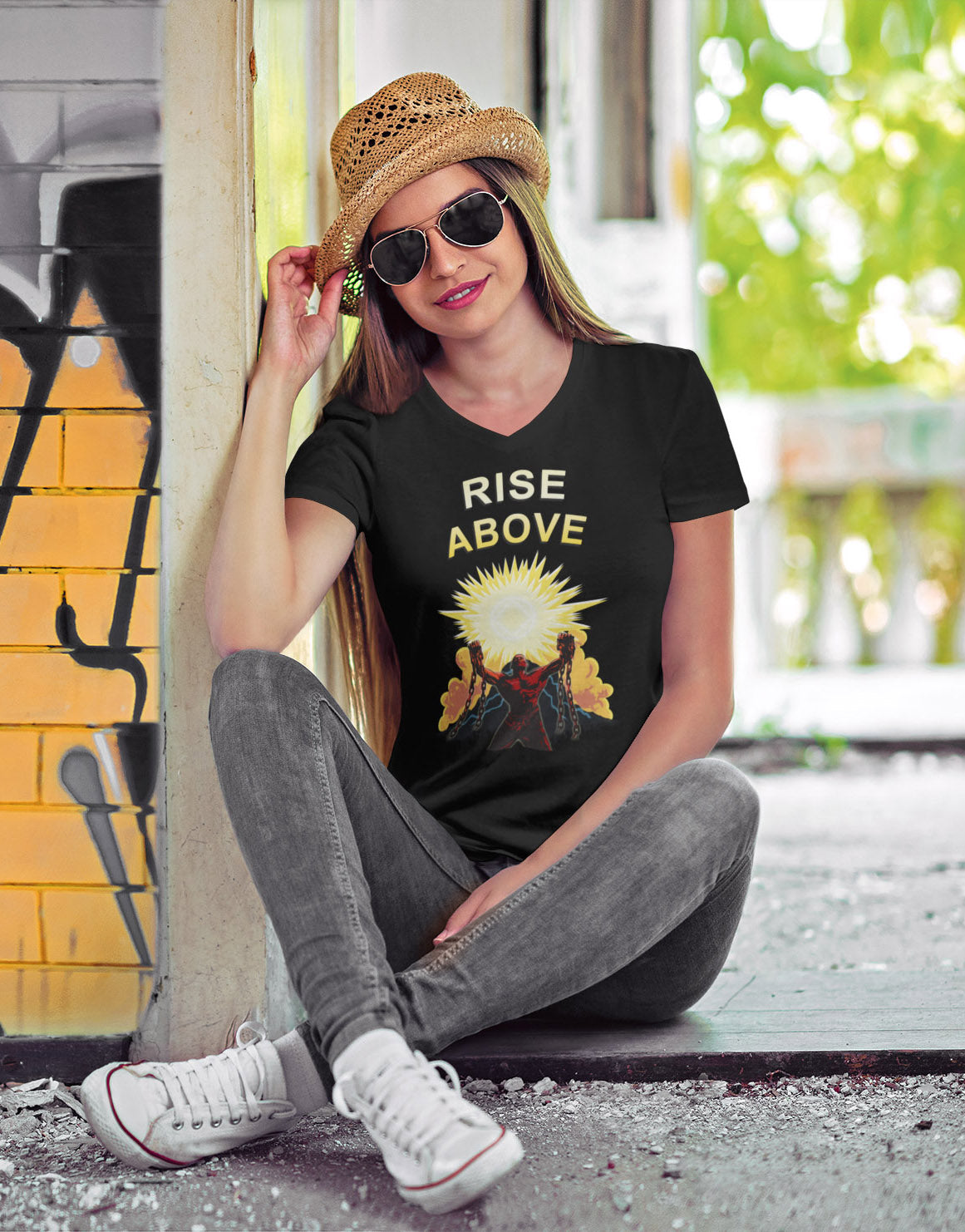 Rise Above V.2 dtg V-Neck Tee