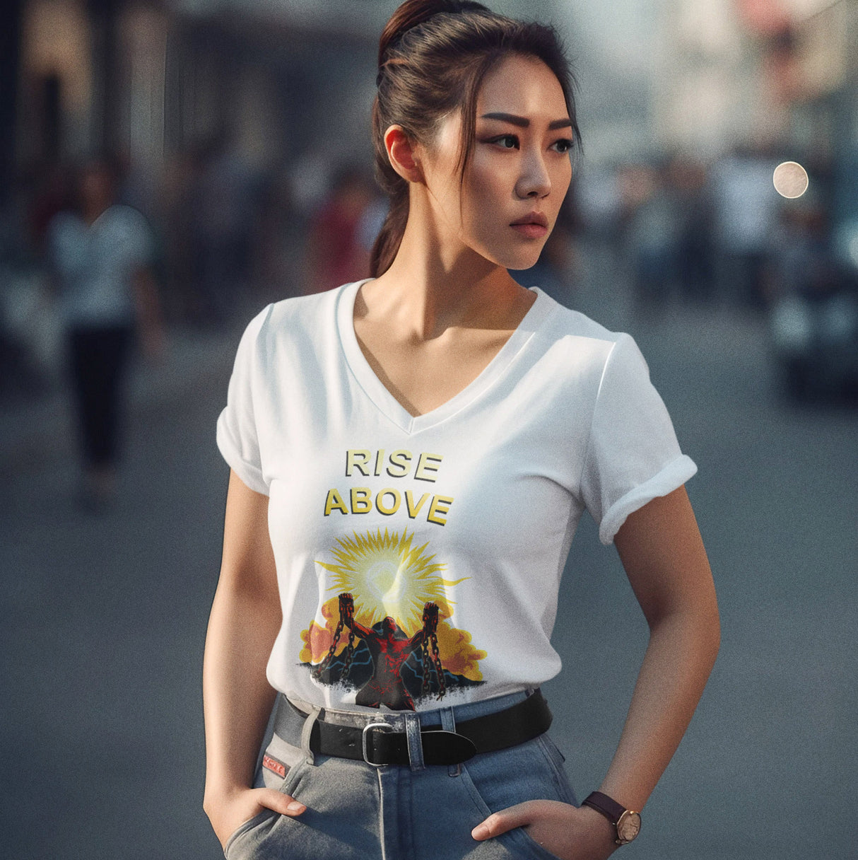 Rise Above V.2 dtg V-Neck Tee