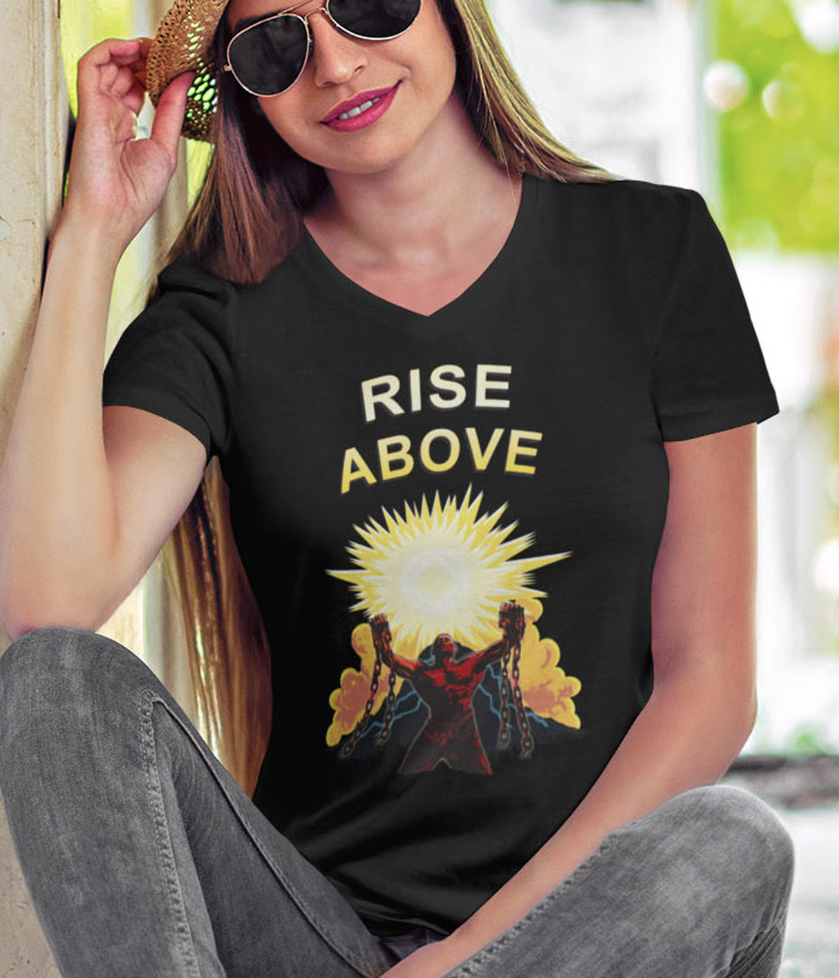 Rise Above V.2 dtg V-Neck Tee