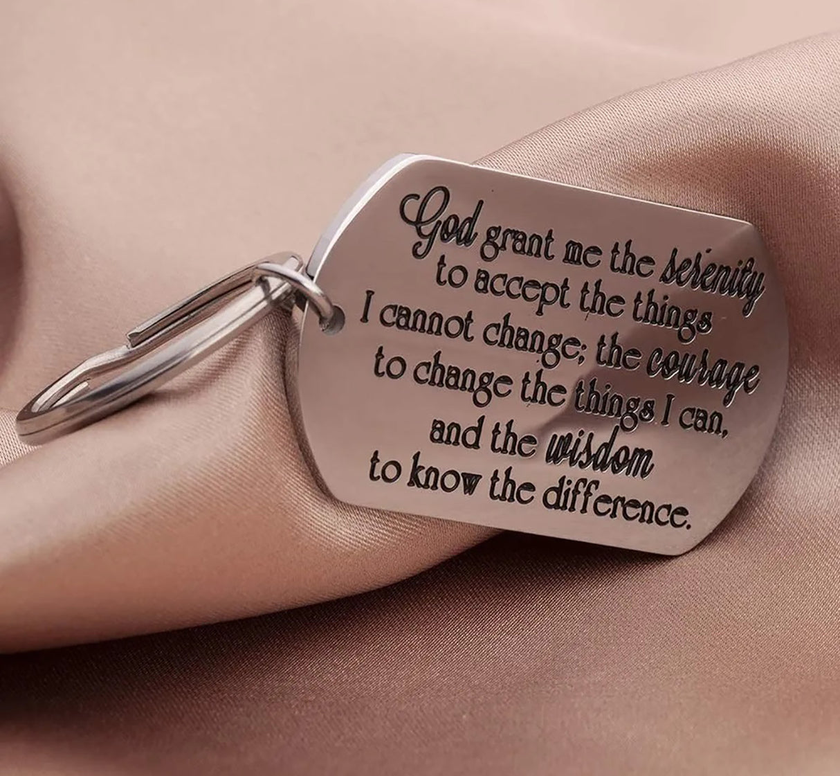 mkt- Serenity Prayer Dog Tag Key Chain