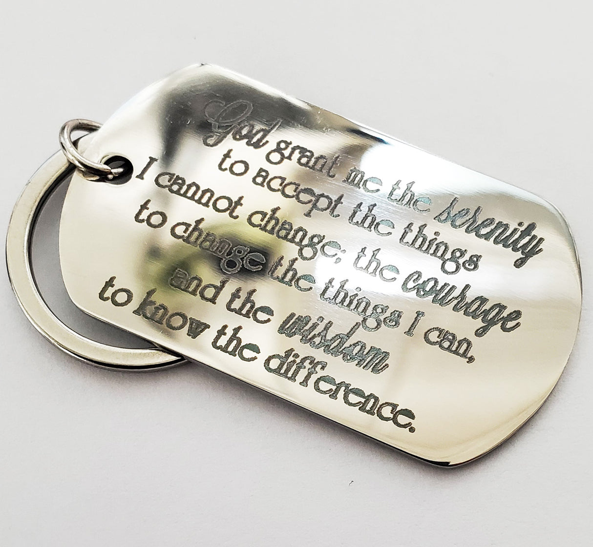 mkt- Serenity Prayer Dog Tag Key Chain