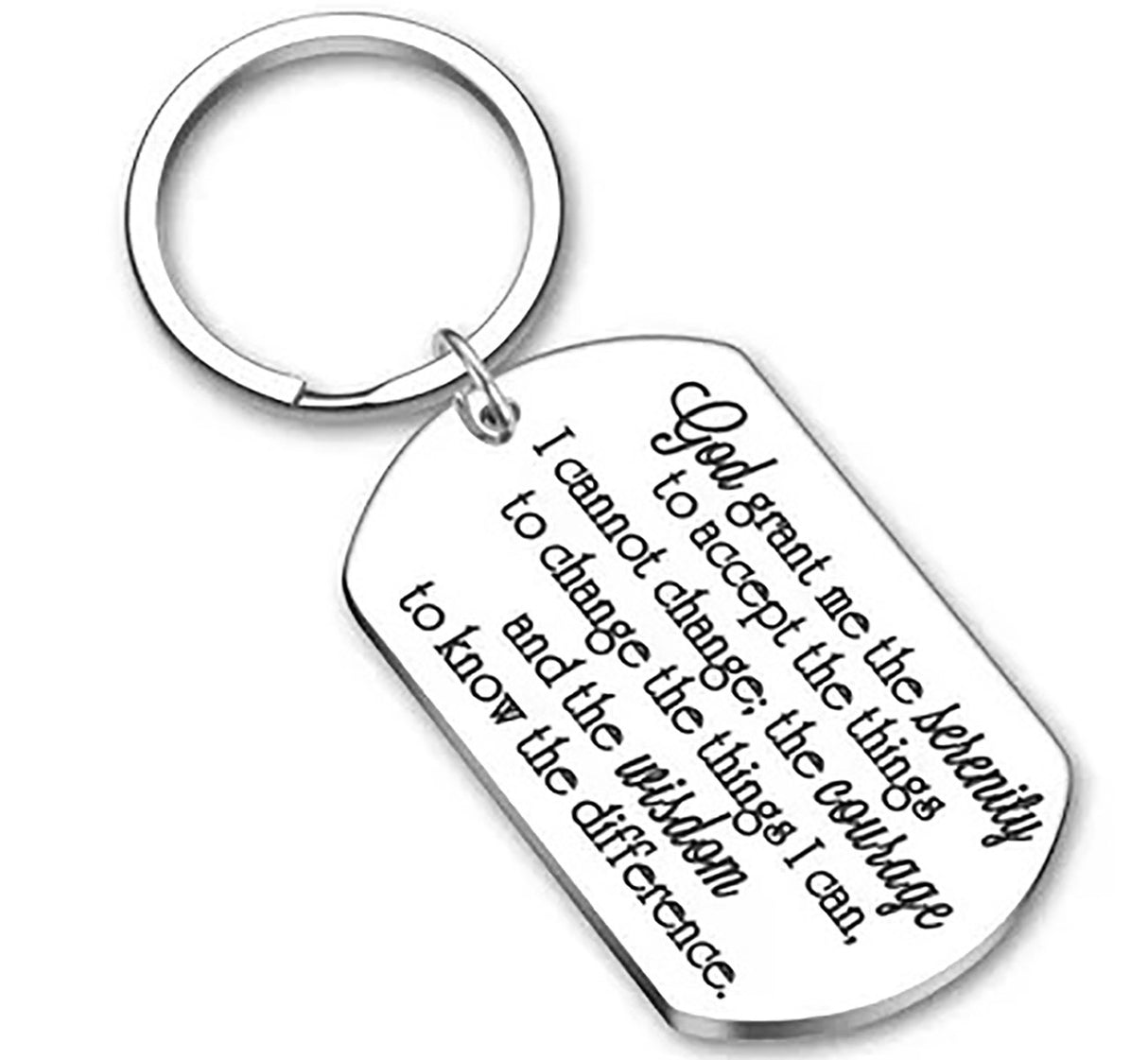 mkt- Serenity Prayer Dog Tag Key Chain
