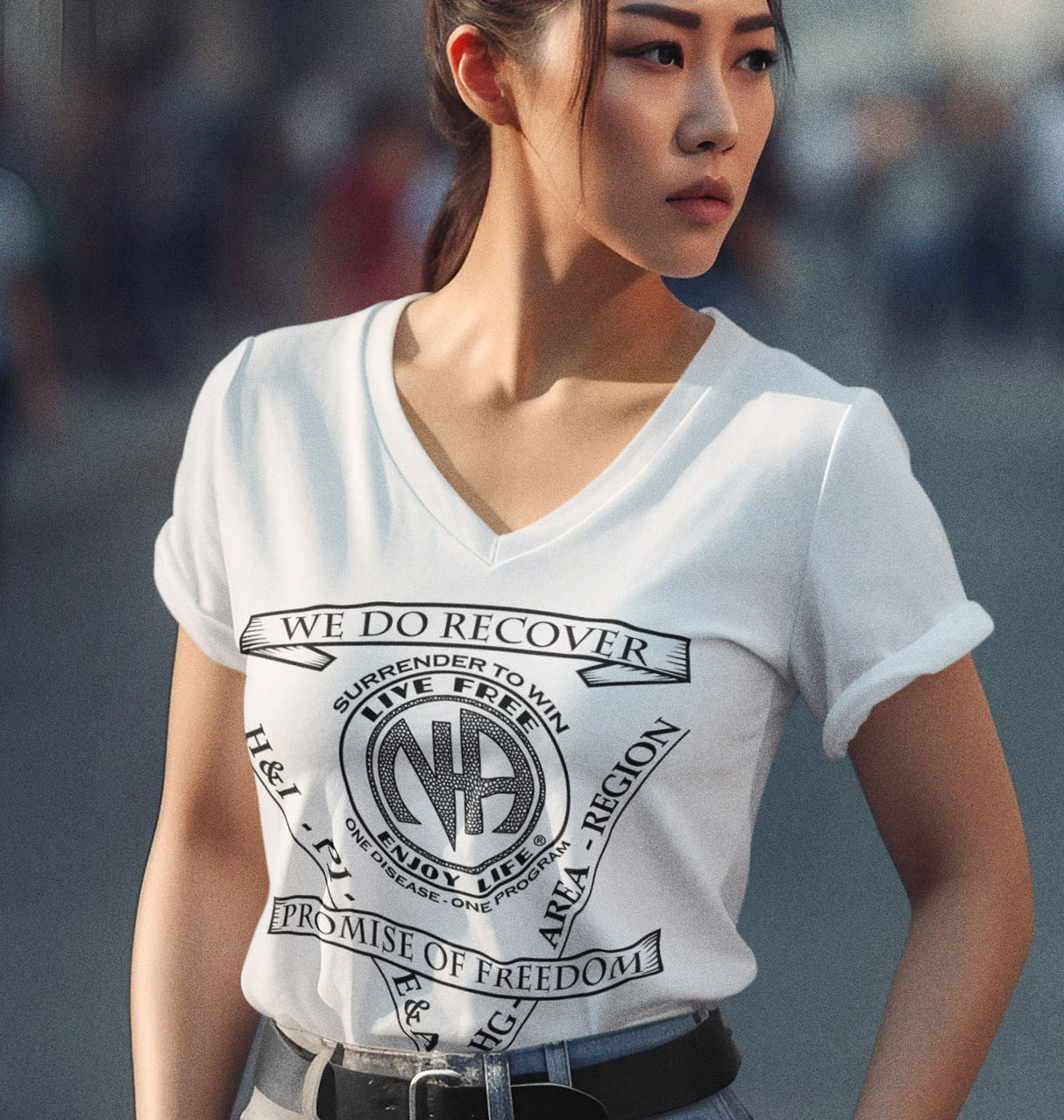 NA Service & Slogans dtg V-Neck Tee
