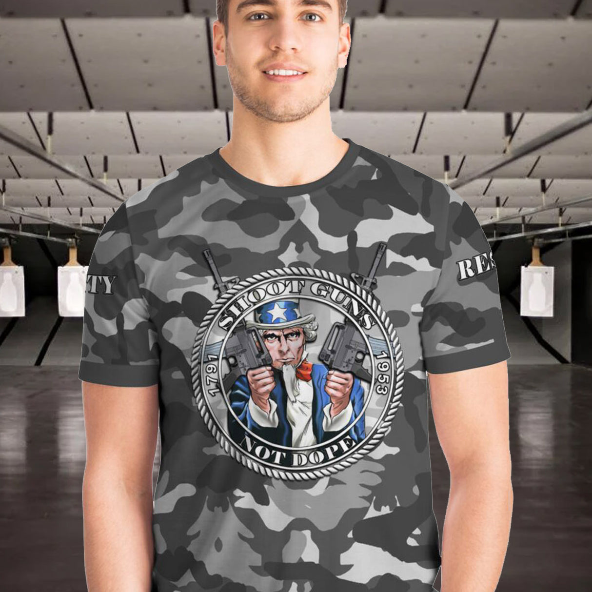 Shoot Guns Not Dope AOP T-shirts