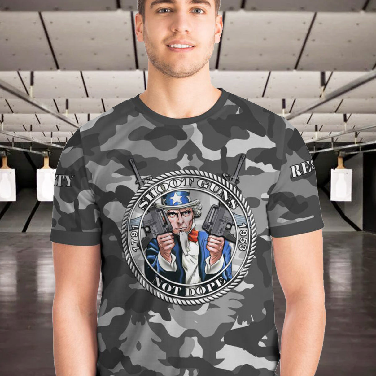 Shoot Guns Not Dope AOP T-shirts