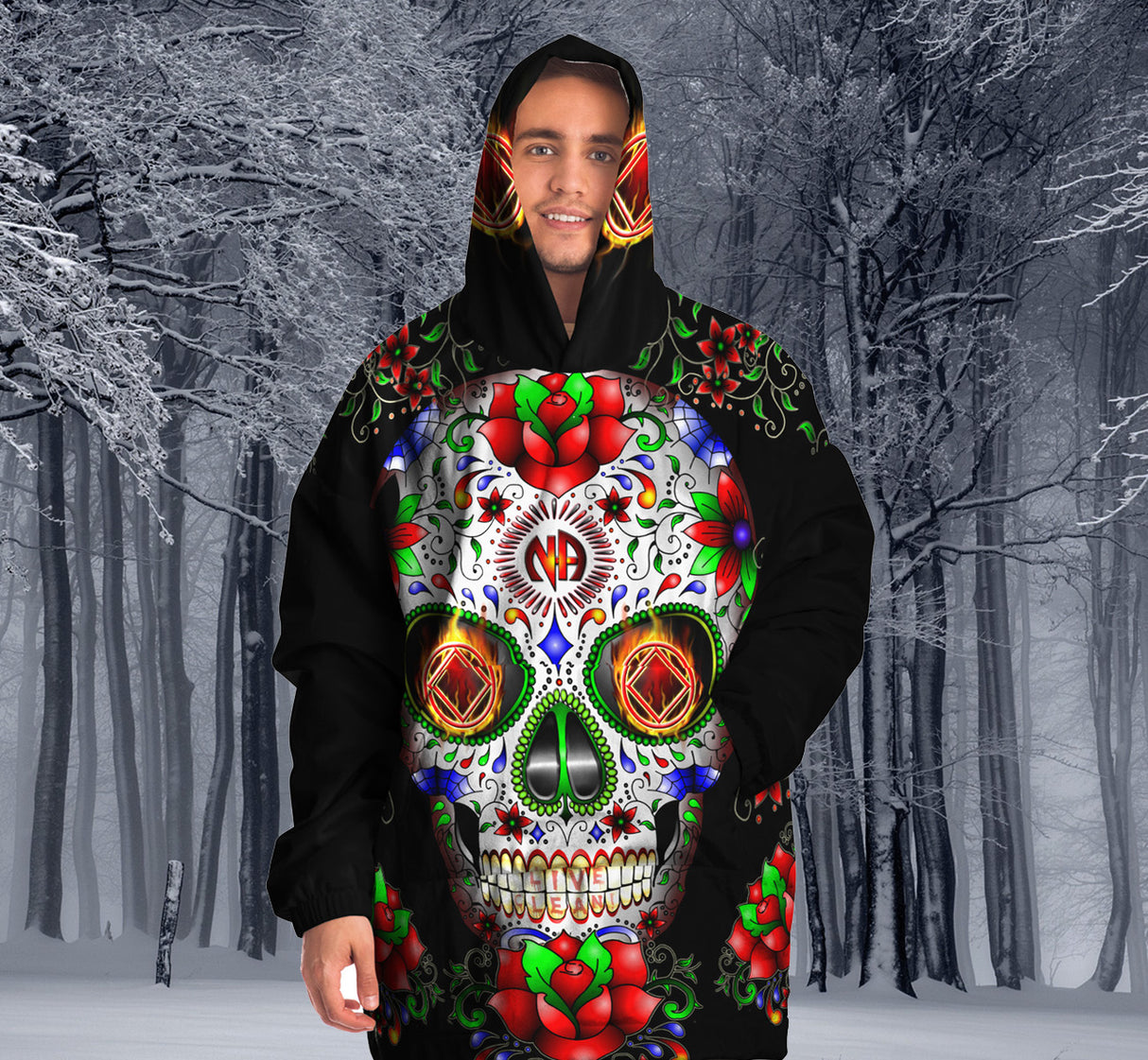 Sugar Skull Snug Hoodie - AOP