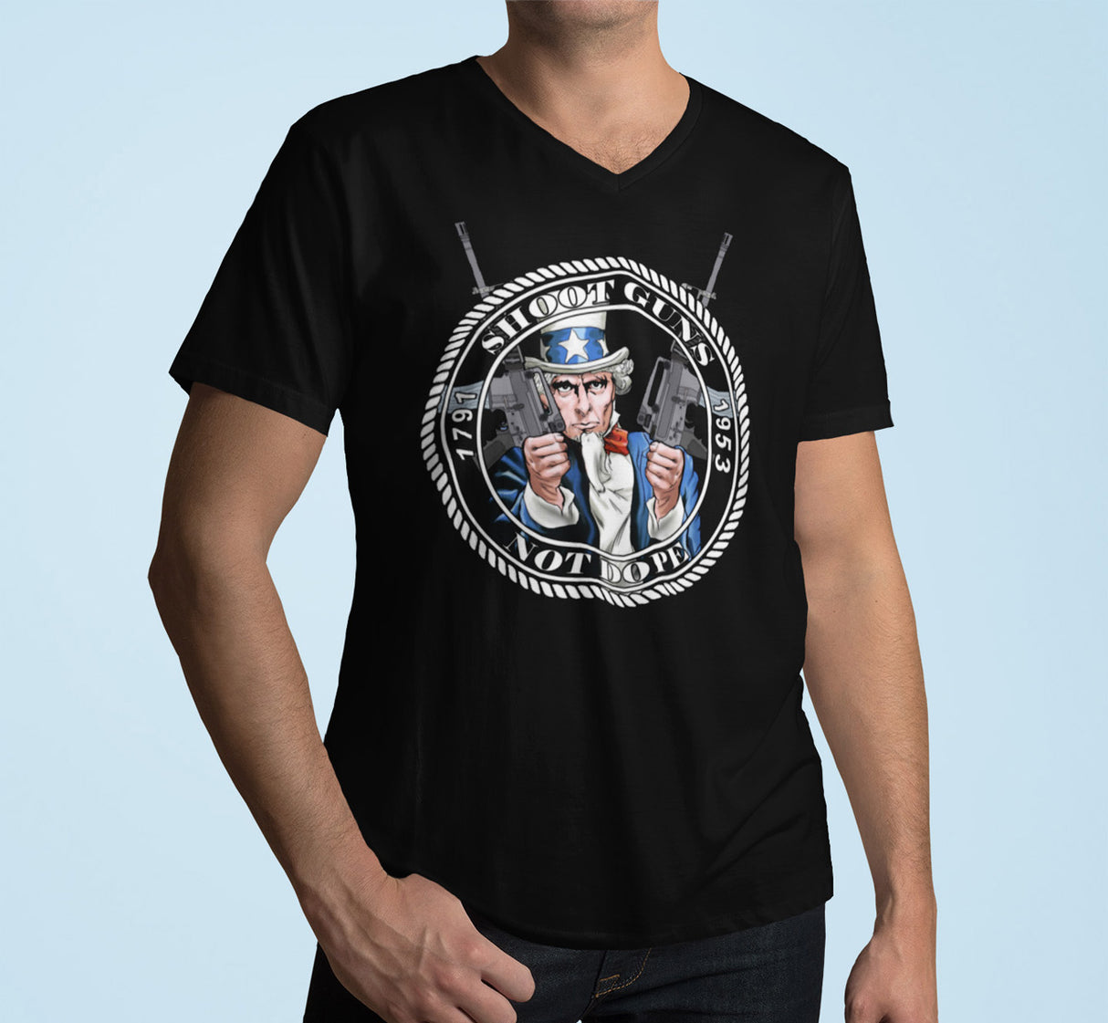 Shoot Guns Not Dope dtg V-Neck Tee