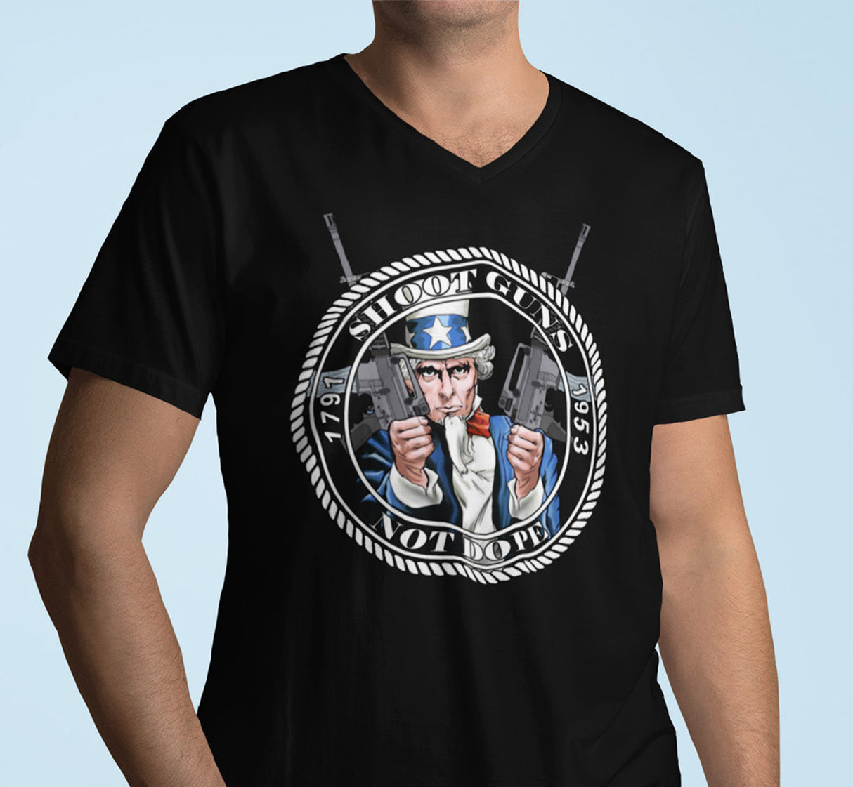 Shoot Guns Not Dope dtg V-Neck Tee