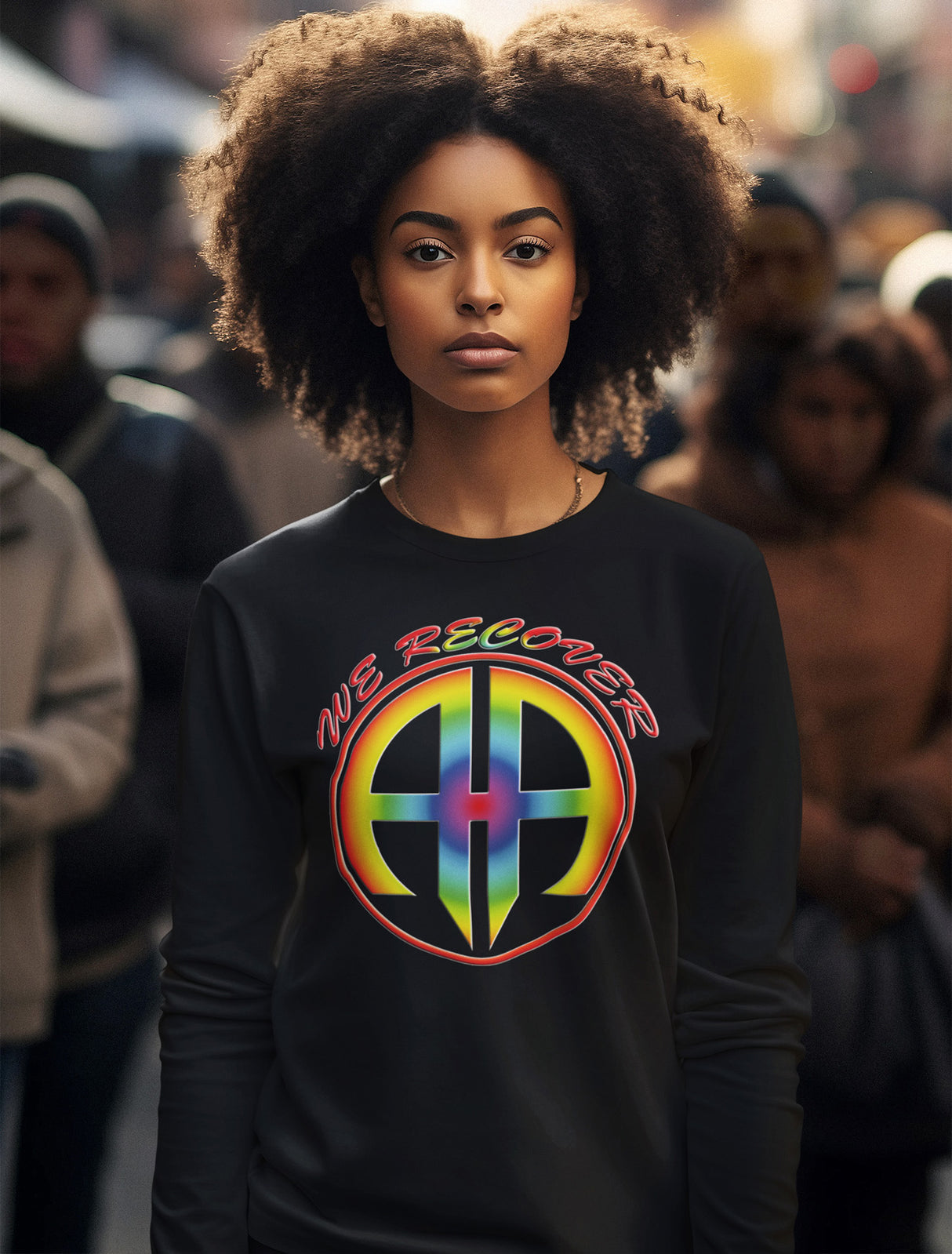 AA - We Recover Rainbow Symbol Long Sleeve dtg Tee