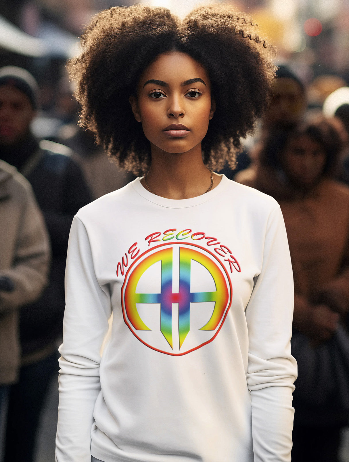 AA - We Recover Rainbow Symbol Long Sleeve dtg Tee
