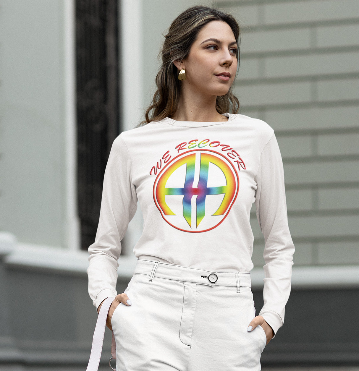 AA - We Recover Rainbow Symbol Long Sleeve dtg Tee