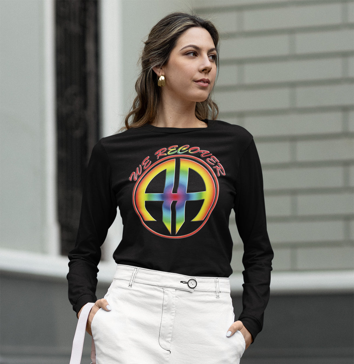 AA - We Recover Rainbow Symbol Long Sleeve dtg Tee