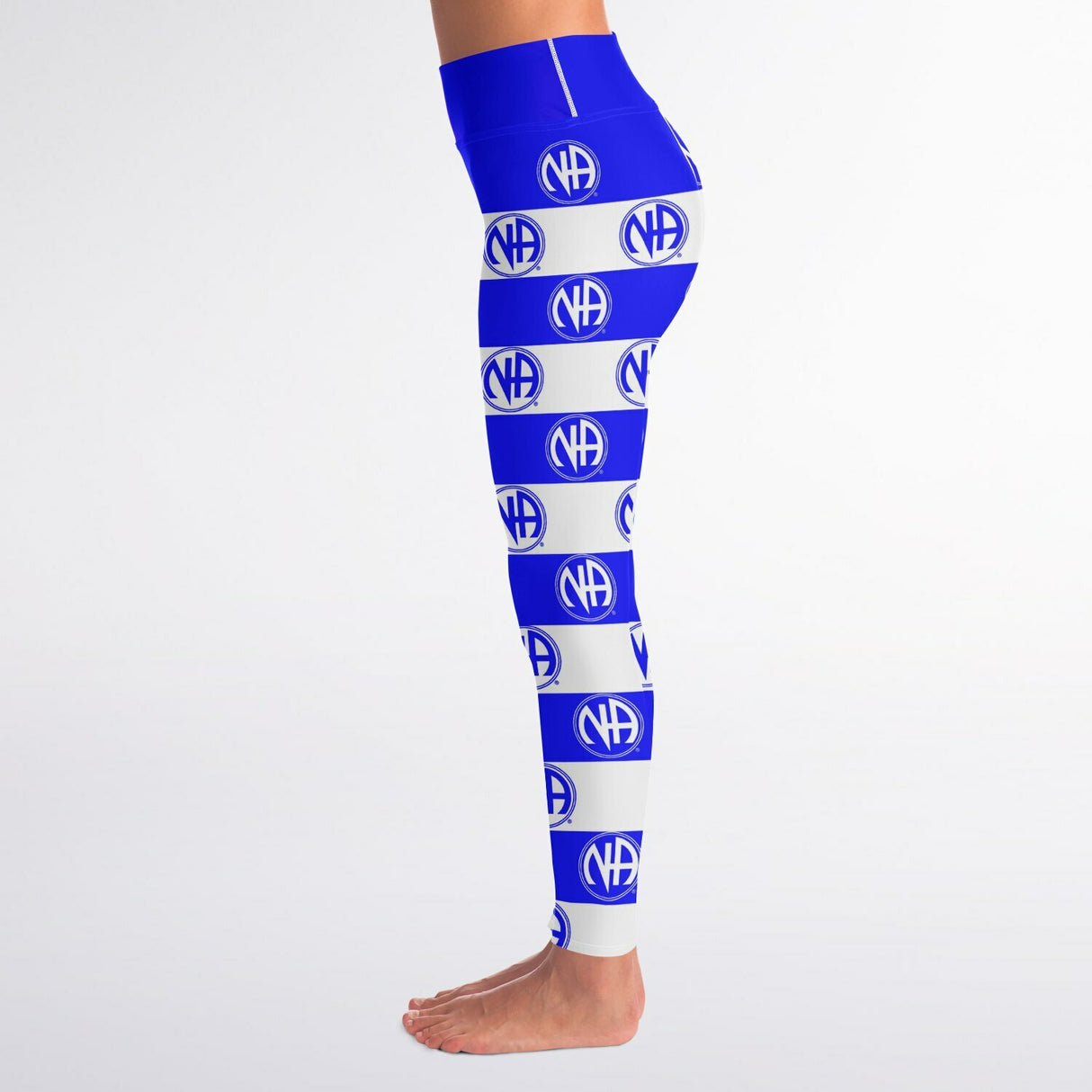Blue & White NA Symbols Yoga Leggings - AOP