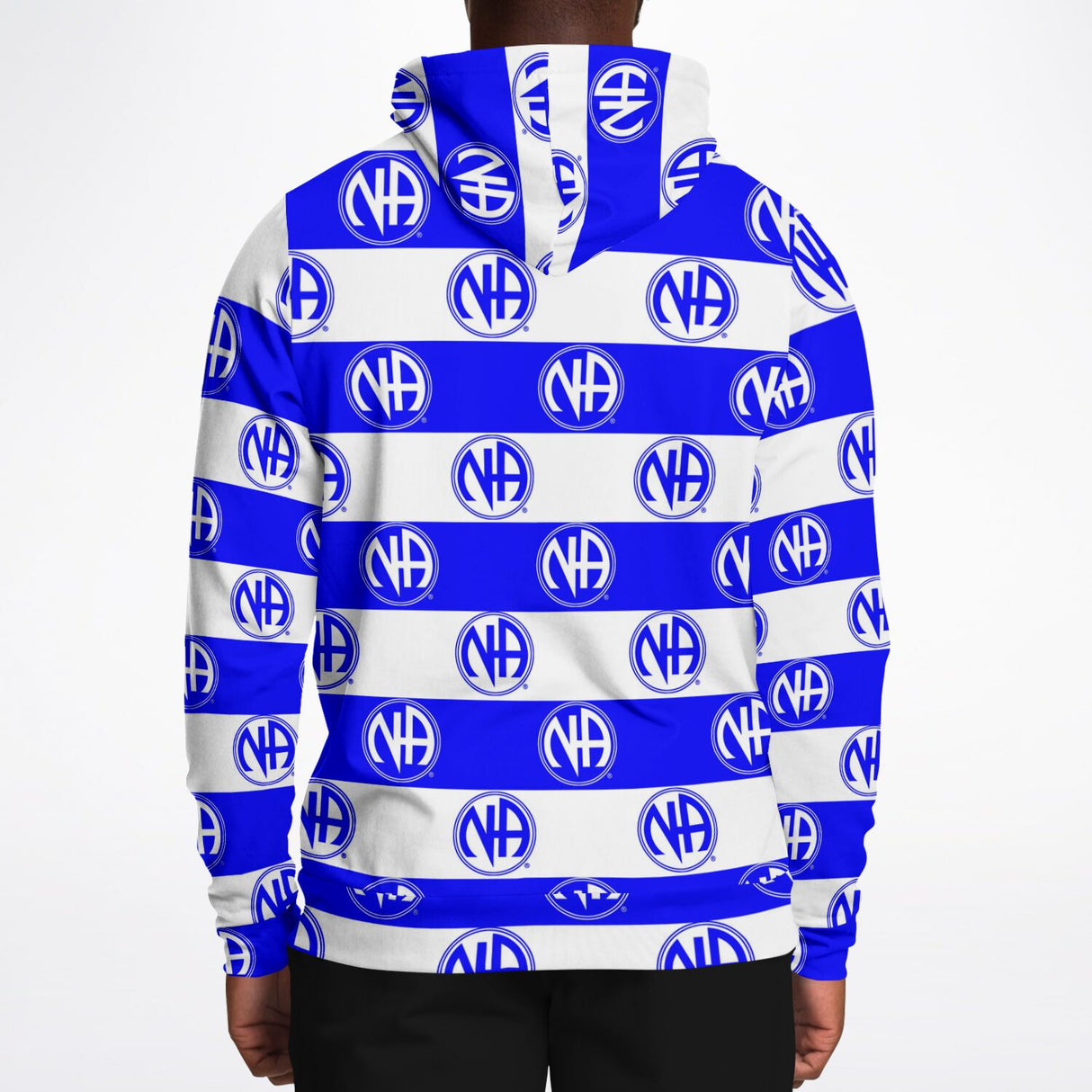 Striped NA Symbol Blue AOP Hoodie