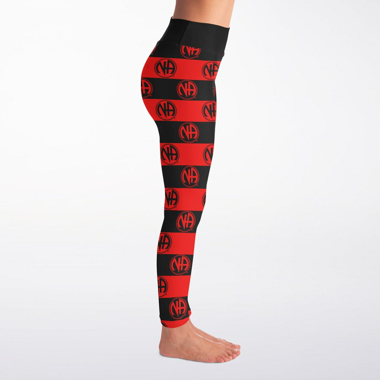 Red & Black NA Symbols Yoga Leggings - AOP