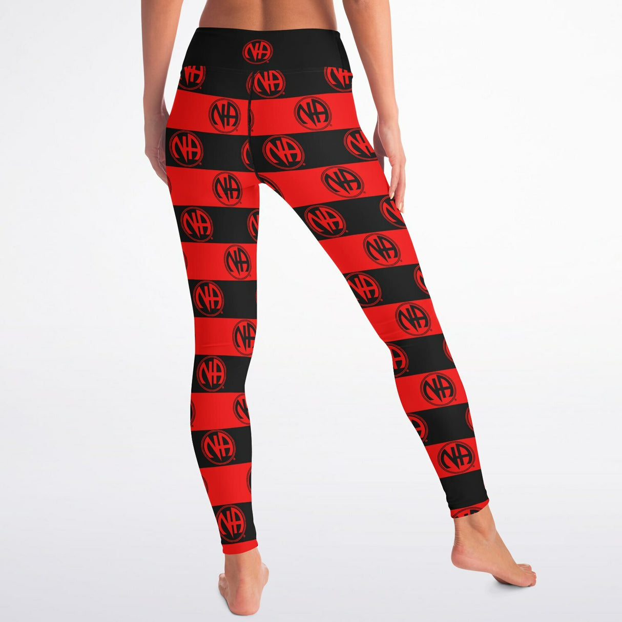 Red & Black NA Symbols Yoga Leggings - AOP