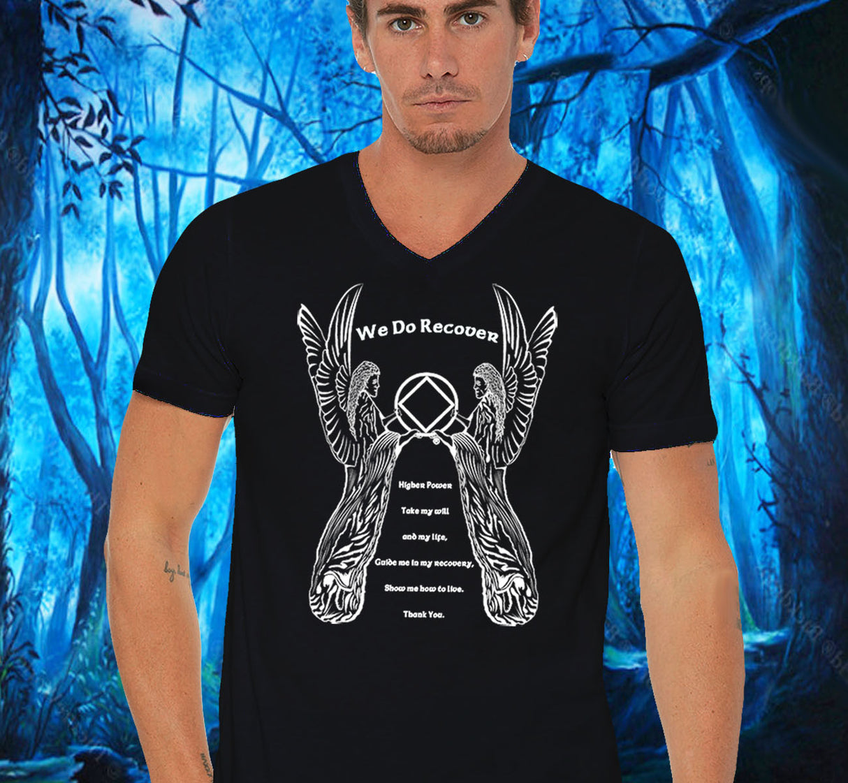 Black V-neck Tee With Design Options