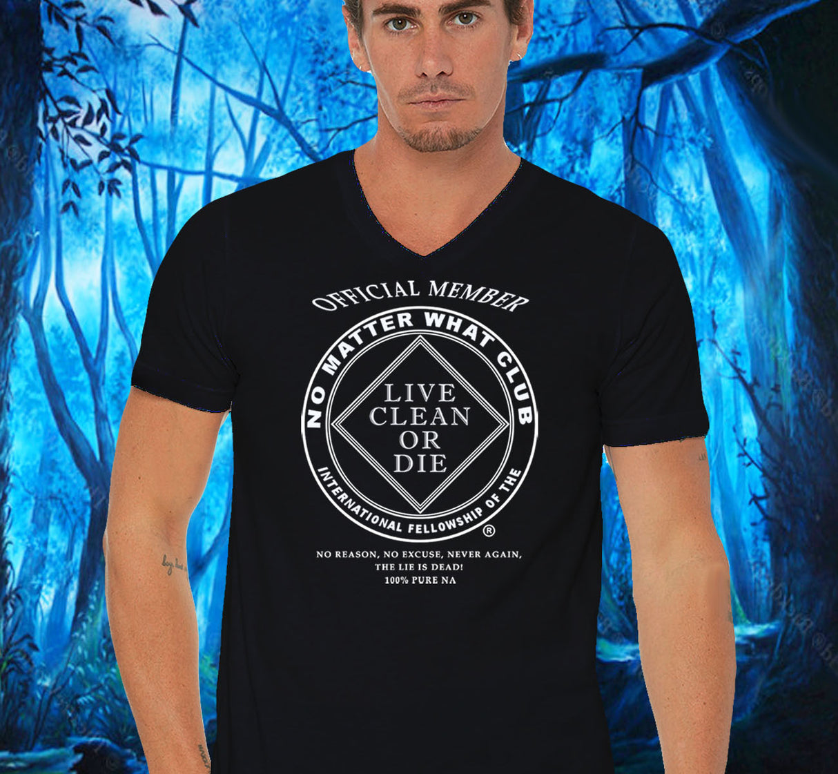 Black V-neck Tee With Design Options