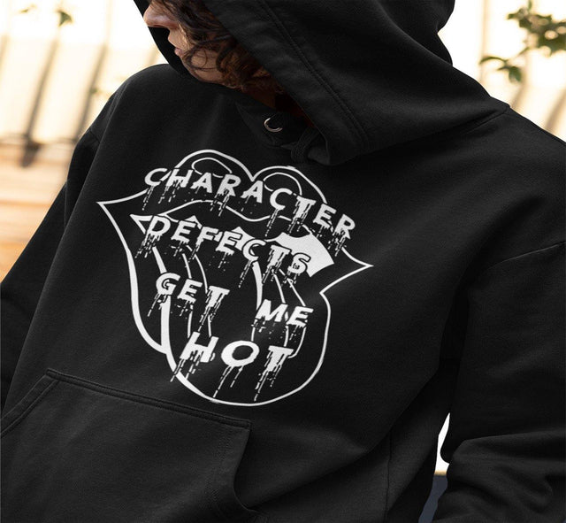 CHARACTER DEFECT GET ME HOT Black Hoodie   - NAWEARS