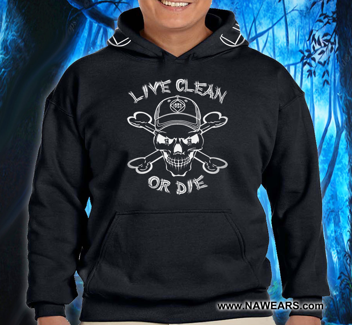 LIVE CLEAN OR DIE Black Hoodie